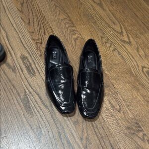 Zara Black Leather Slip-On Loafers